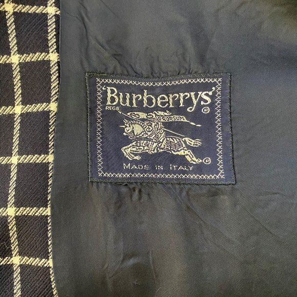 Burberry Blue & White Wool Plaid Blazer - Picture 5 of 9